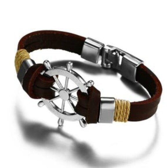 "Sail with Your Dreams" Vintage Leather Bracelet - Picture 2 of 6